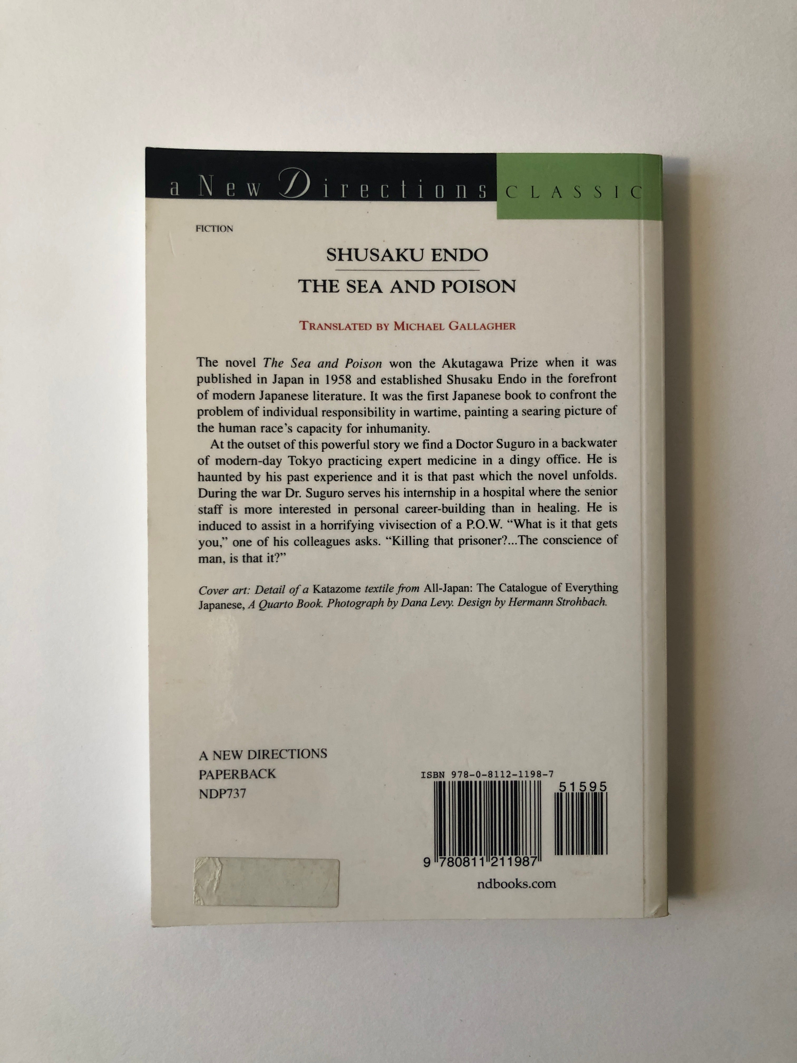 The Sea and Poison by Shusaku Endo