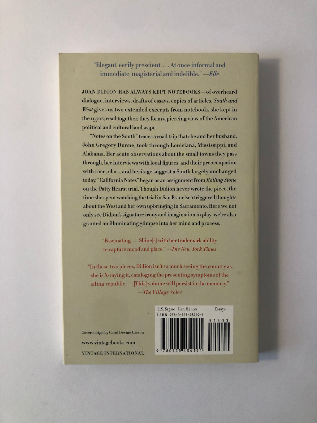 South and West: From a Notebook by Joan Didion