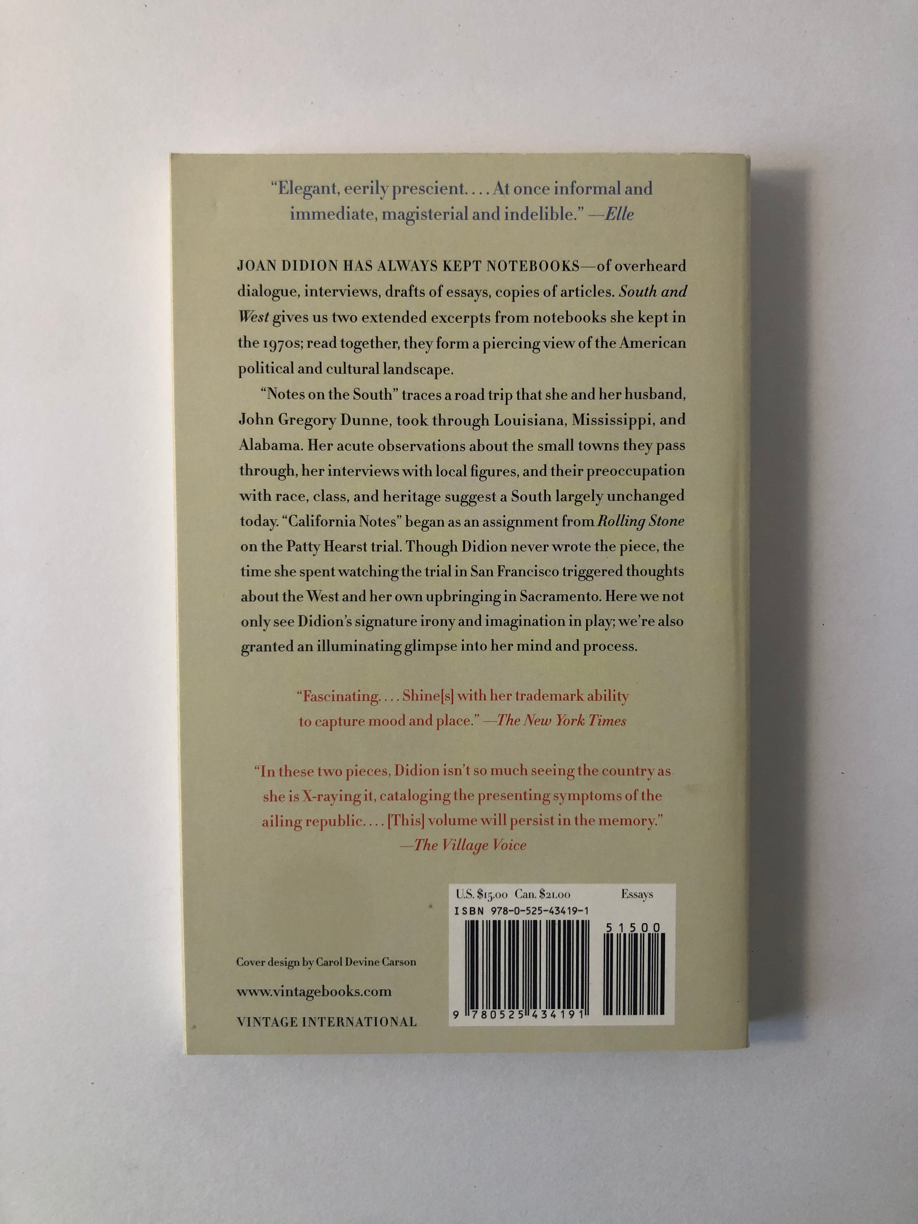 South and West: From a Notebook by Joan Didion