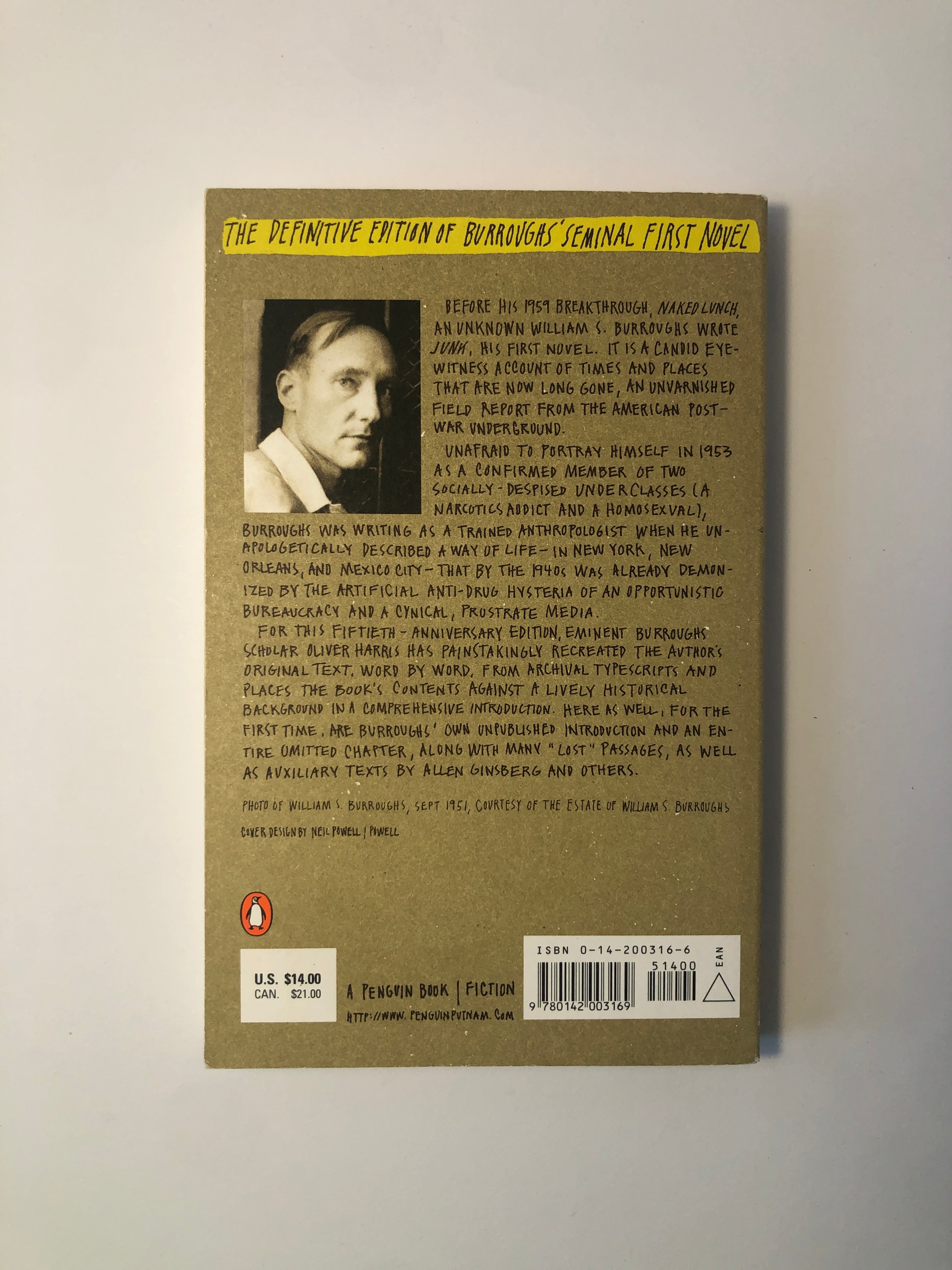 Junky by William S. Burroughs - 50th Anniversary Definitive Edition