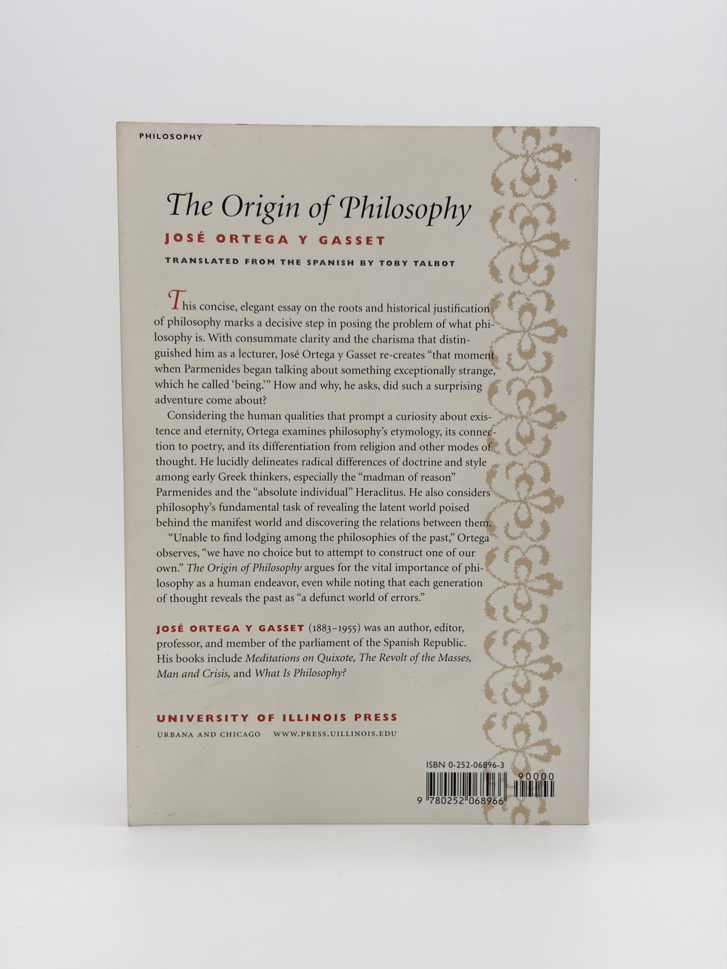 The Origin of Philosophy by José Ortega y Gasset