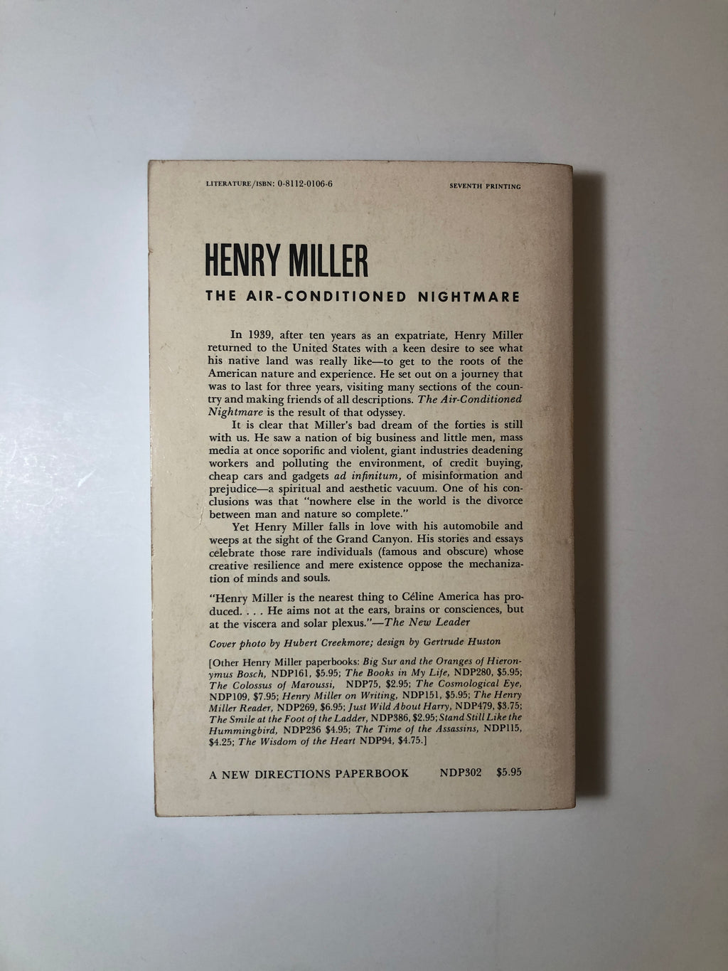 The Air-Conditioned Nightmare by Henry Miller