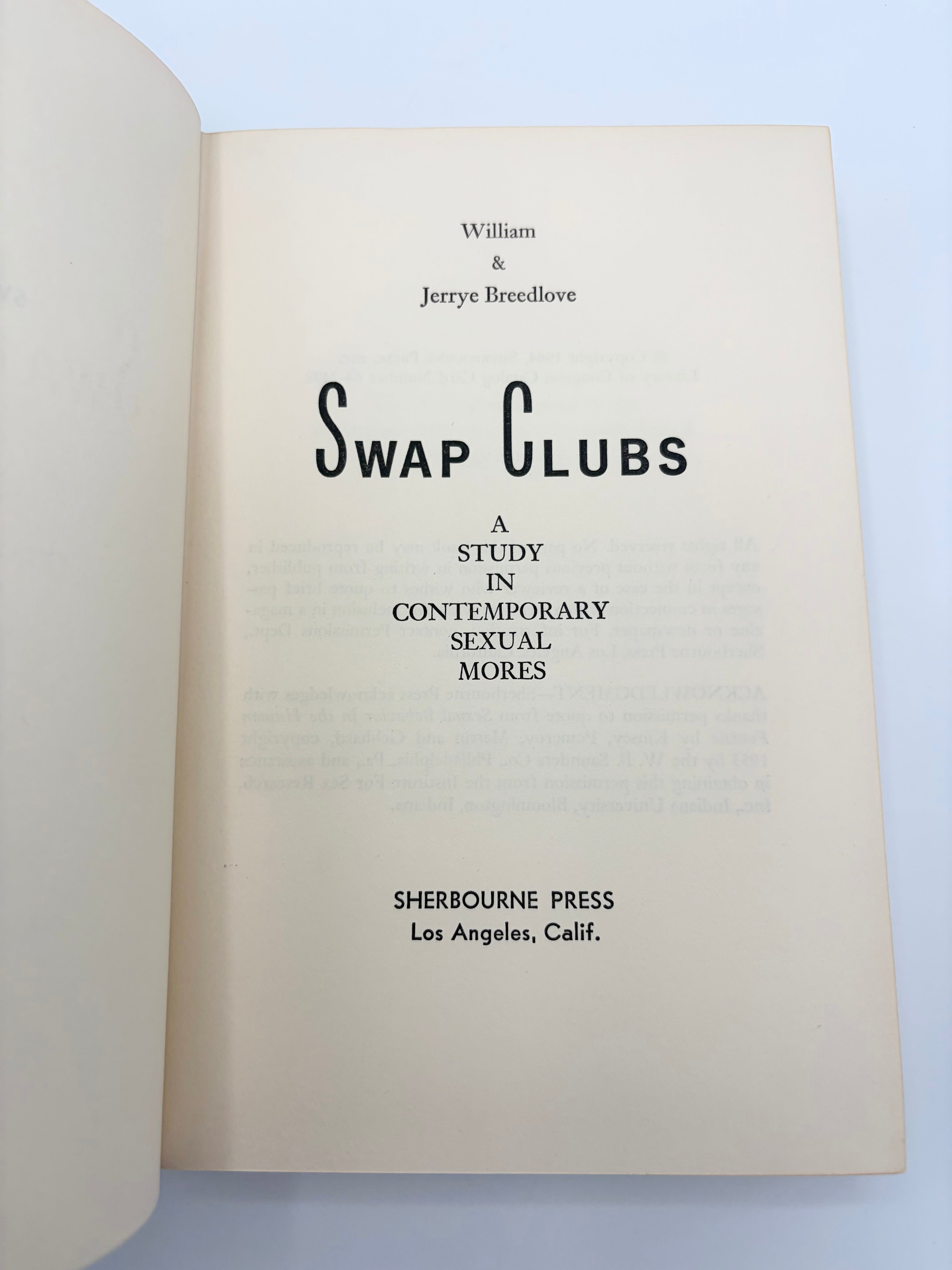 Swap Clubs - A Study in Contemporary Sexual Mores by William & Jerrye Breedlove