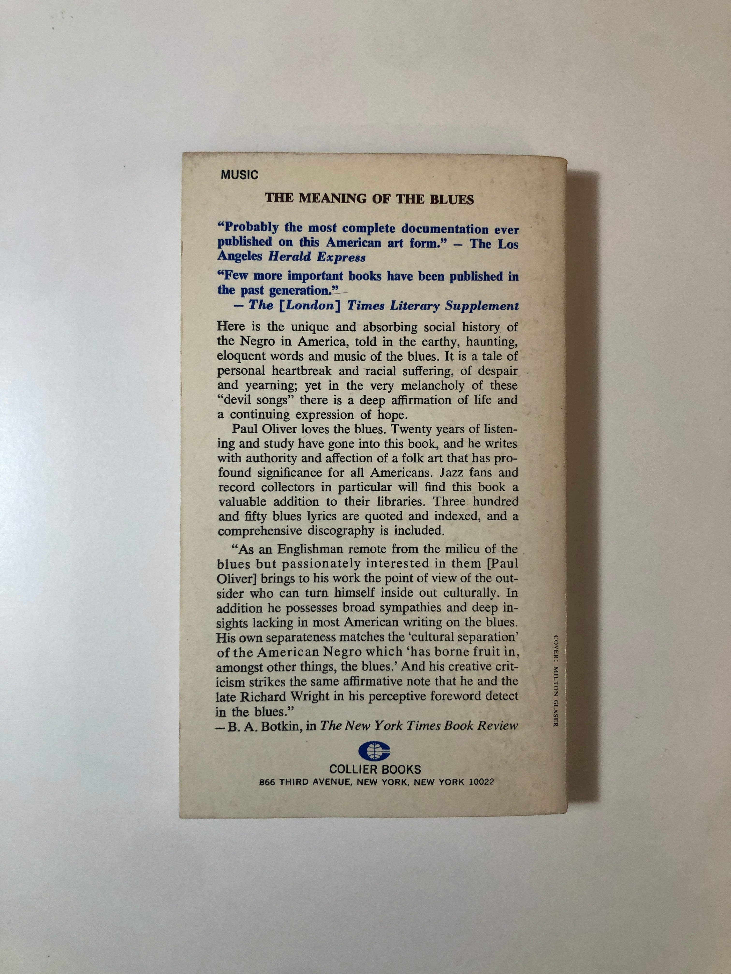 The Meaning of the Blues by Paul Oliver