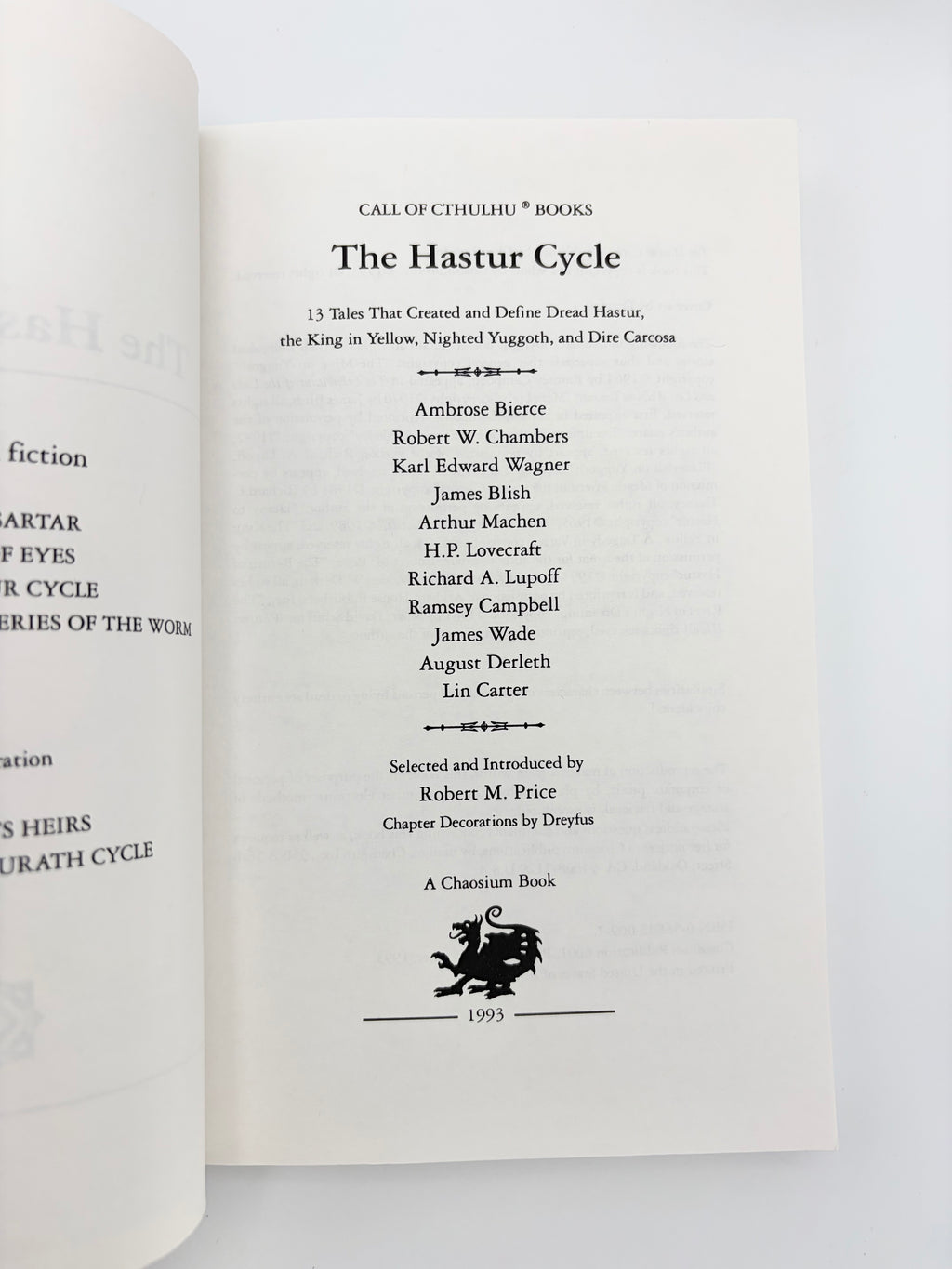 The Hastur Cycle - 13 Horror Tales Defining Hastur, the King in Yellow, Yuggoth, and the Dread City of Carcosa edited by Robert M. Price