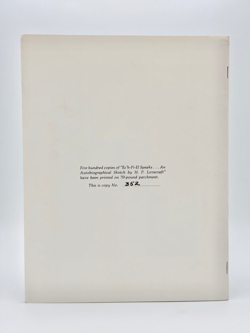 Ec'h-Pi-El Speaks: An Autobiographical Sketch by H.P. Lovecraft