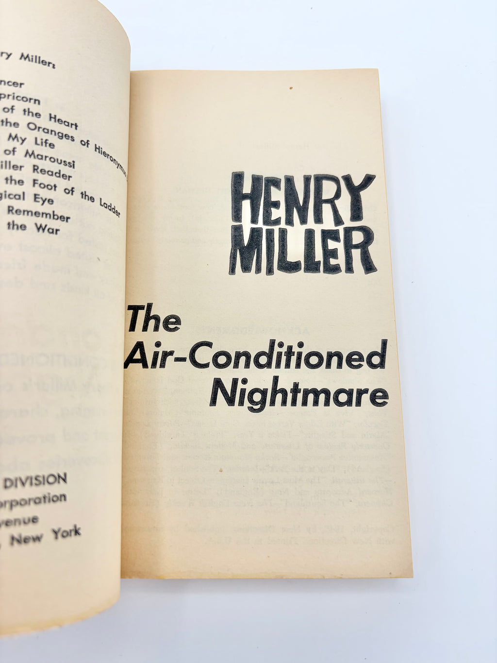 The Air-Conditioned Nightmare by Henry Miller