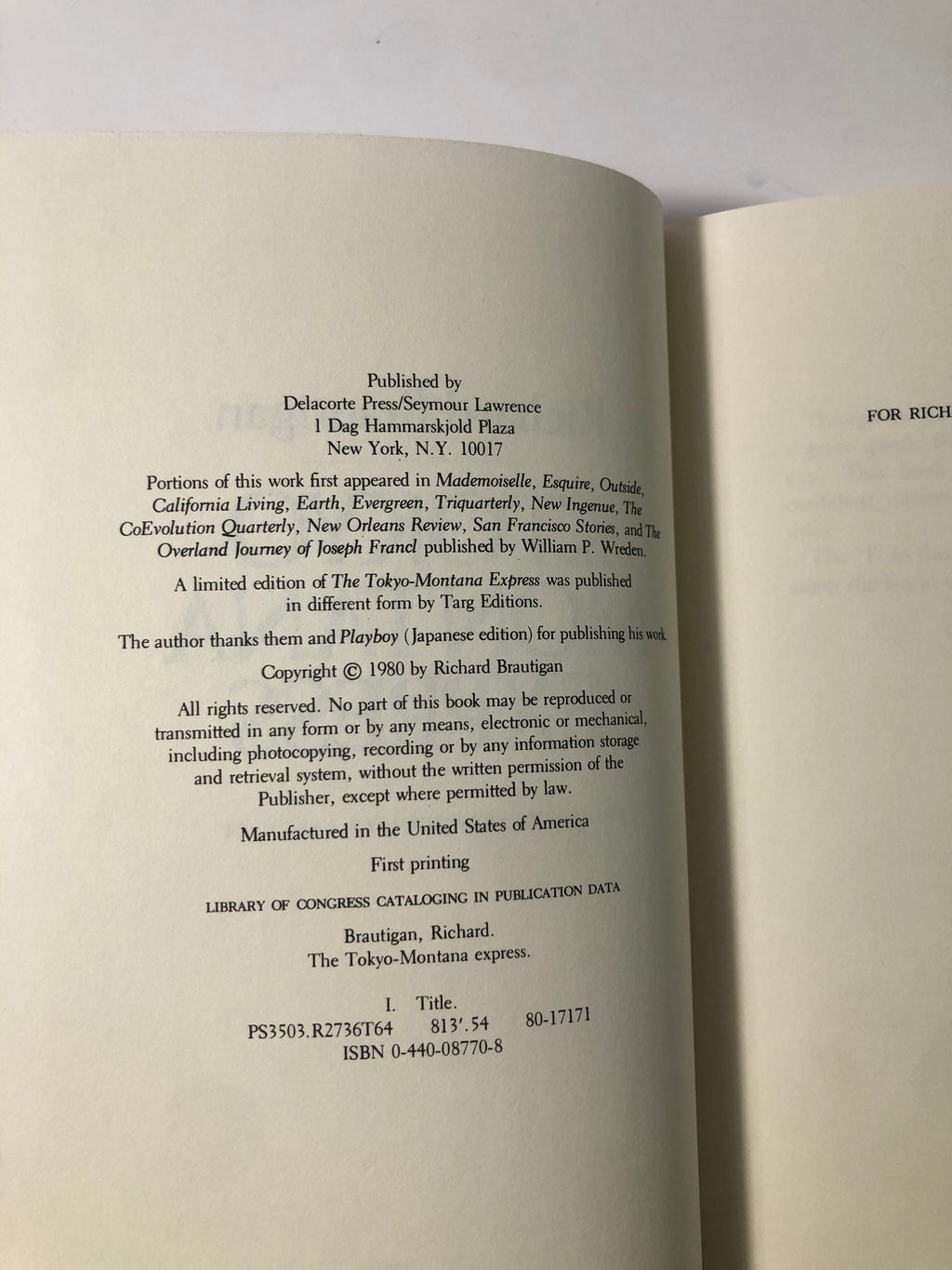 The Tokyo-Montana Express by Richard Brautigan