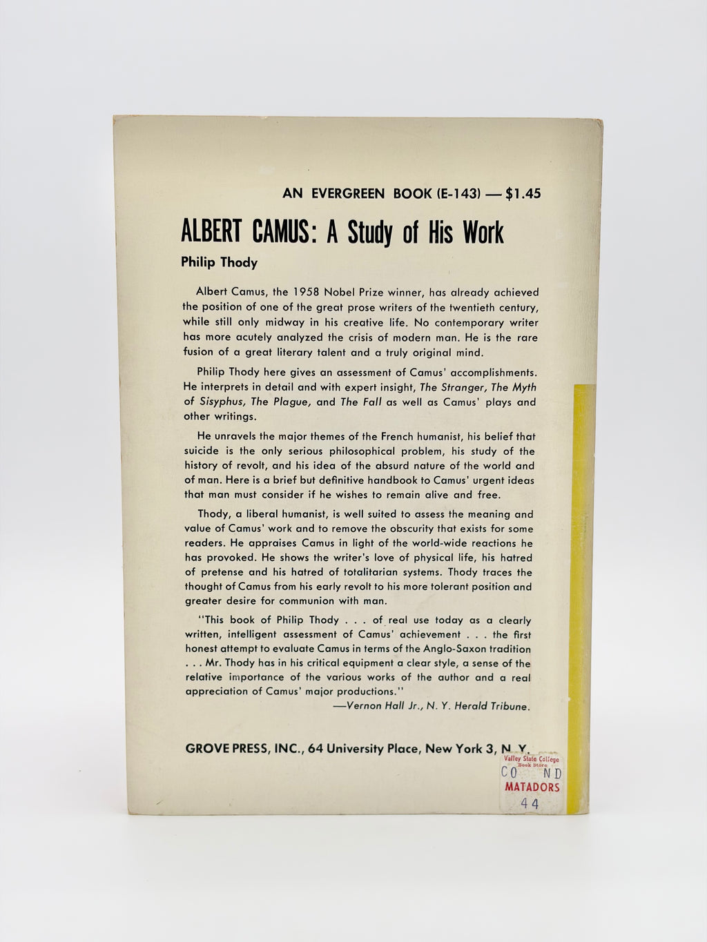 Albert Camus - A Study of His Work by Philip Thody