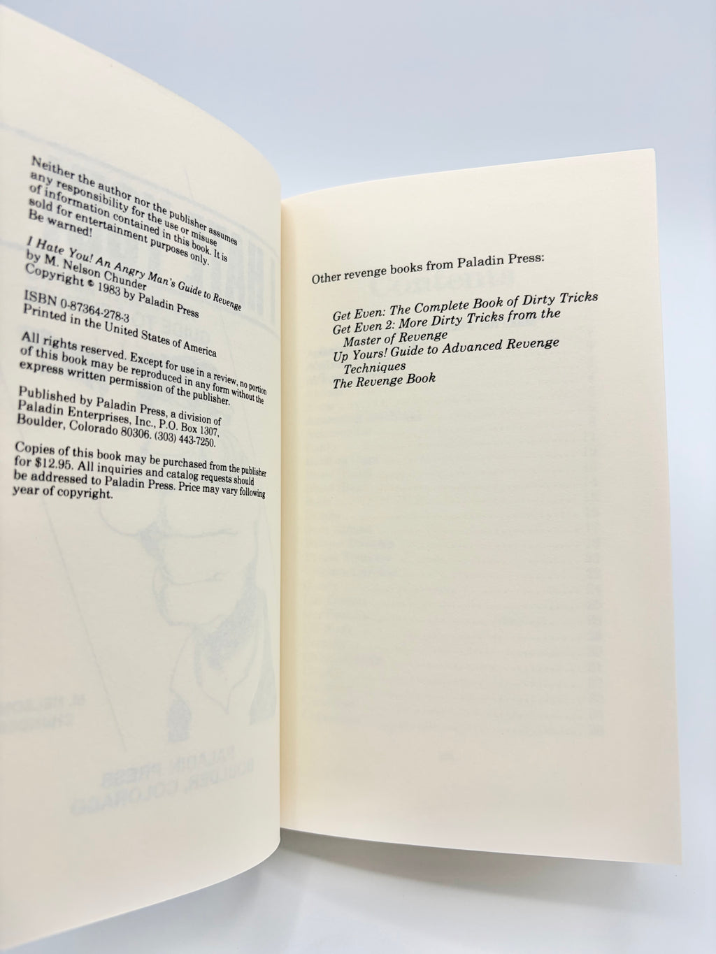 I Hate You! An Angry Man's Guide to Revenge by M. Nelson Chunder