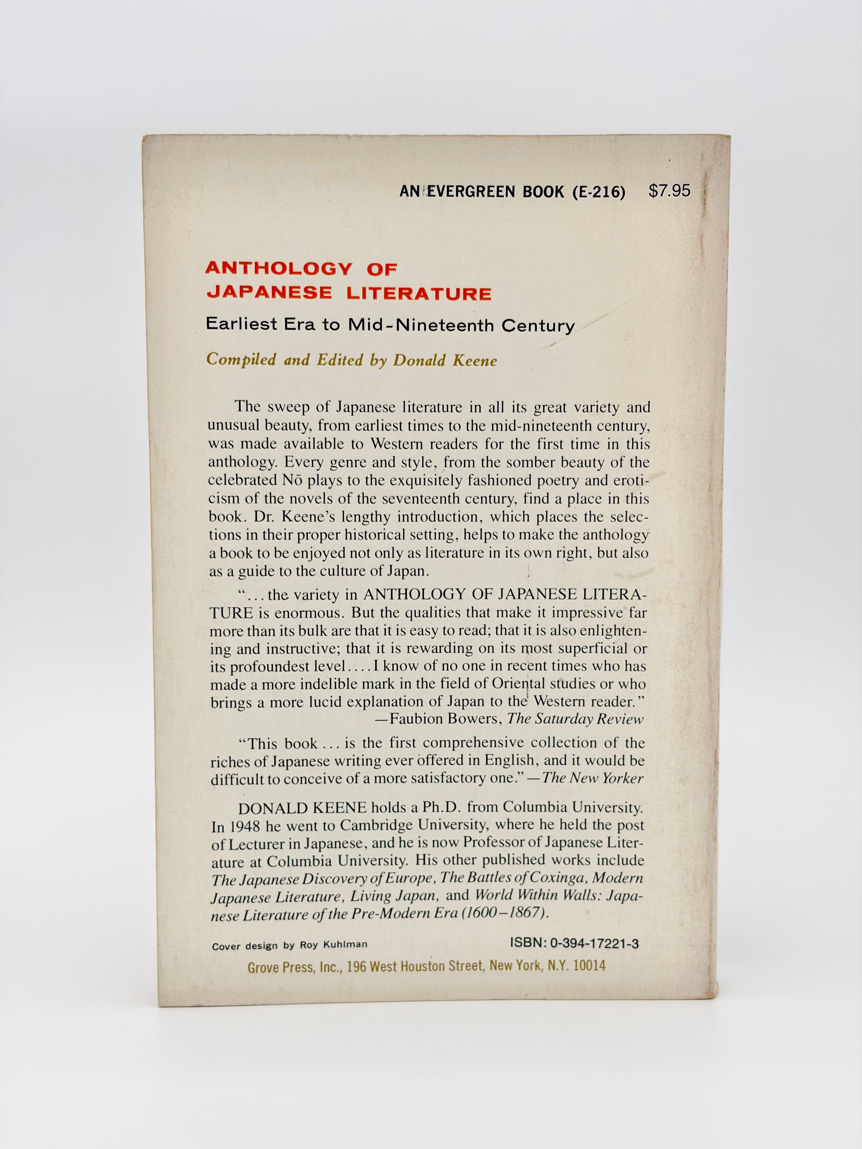 Grove Press Anthology of Japanese Literature compiled and edited by Donald Keene