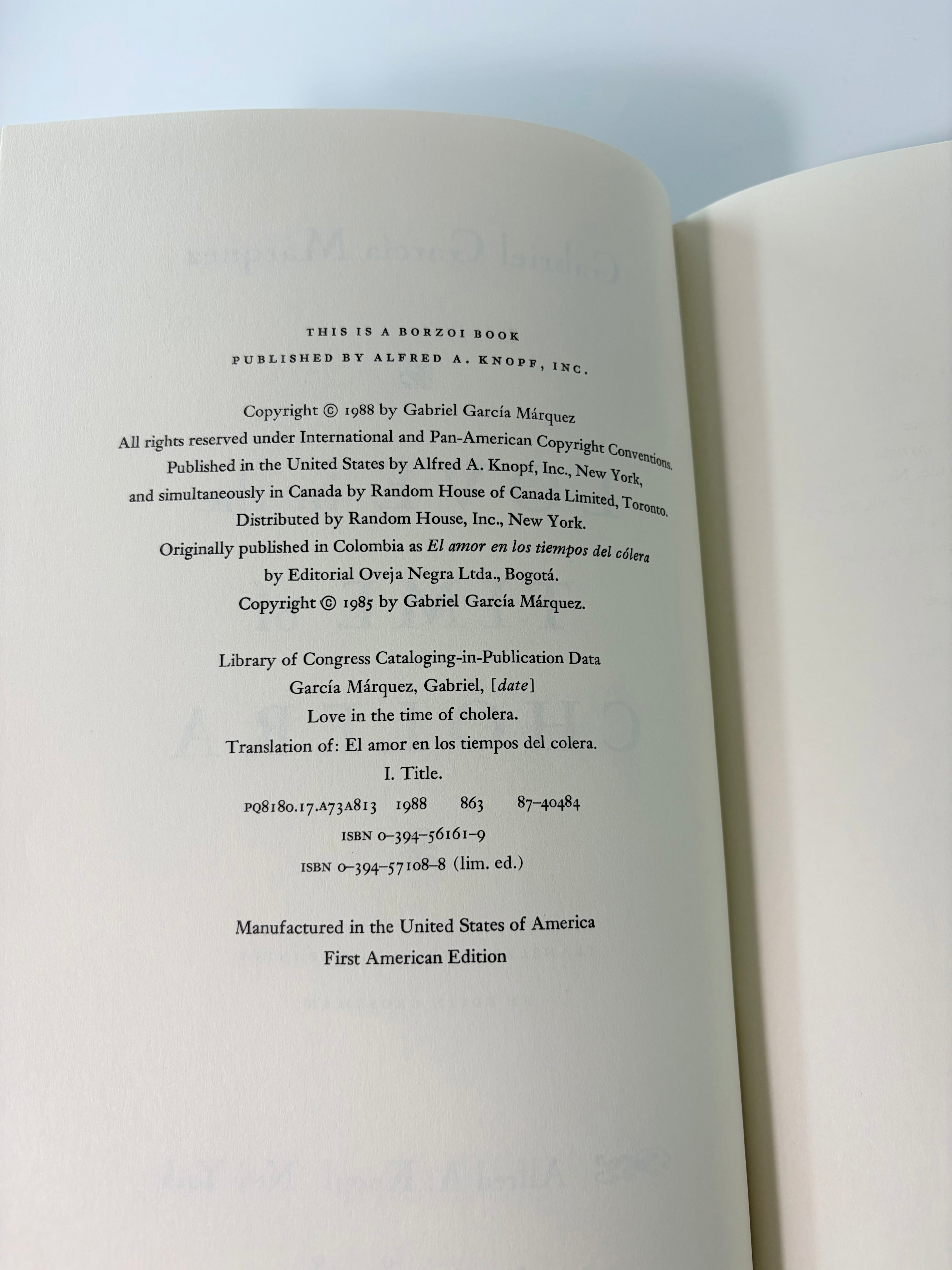 Love in the Time of Cholera by Gabriel García Márquez