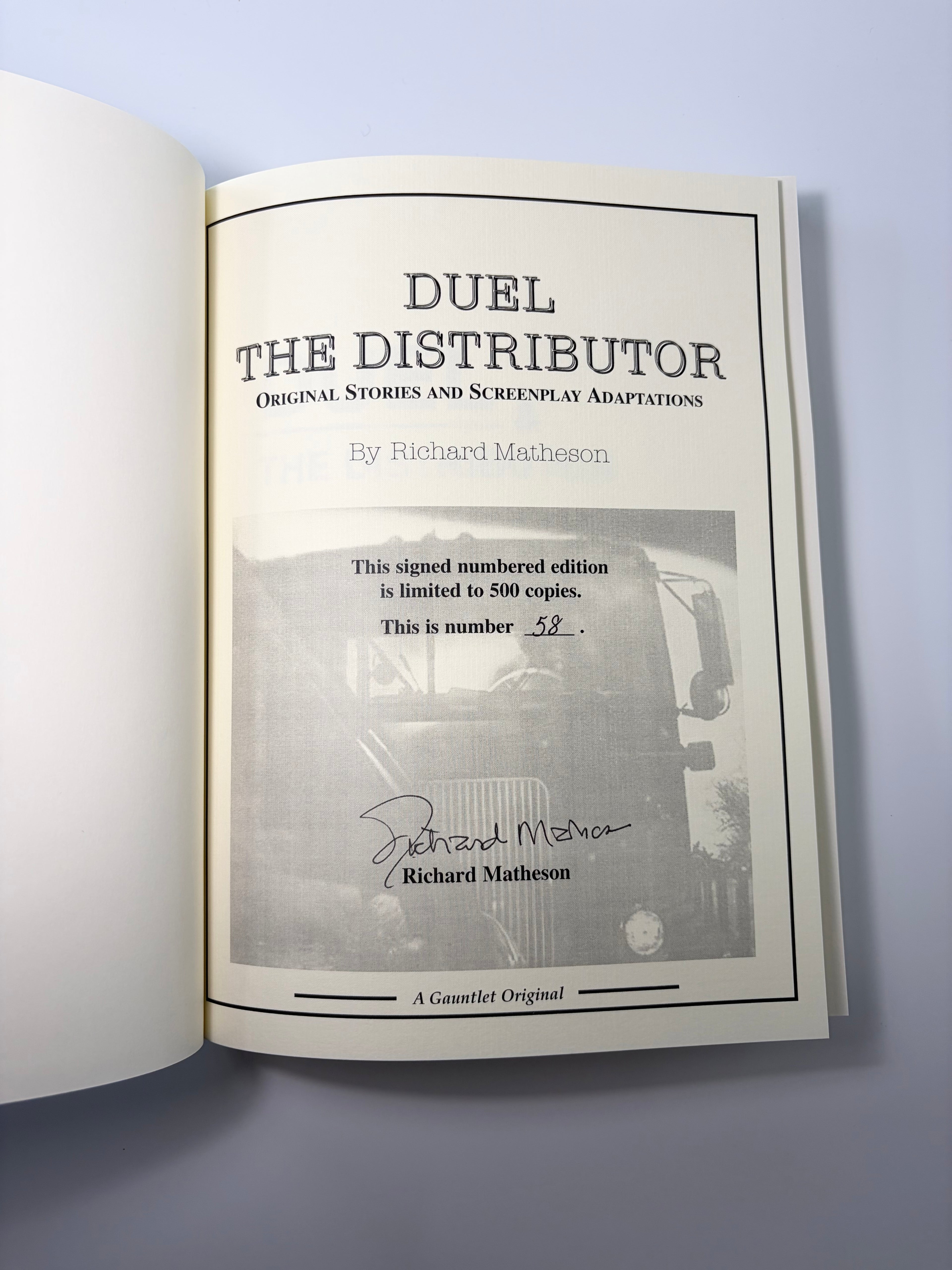 Duel & The Distributor by Richard Matheson, edited by Matthew R. Bradley (Signed by Matheson)