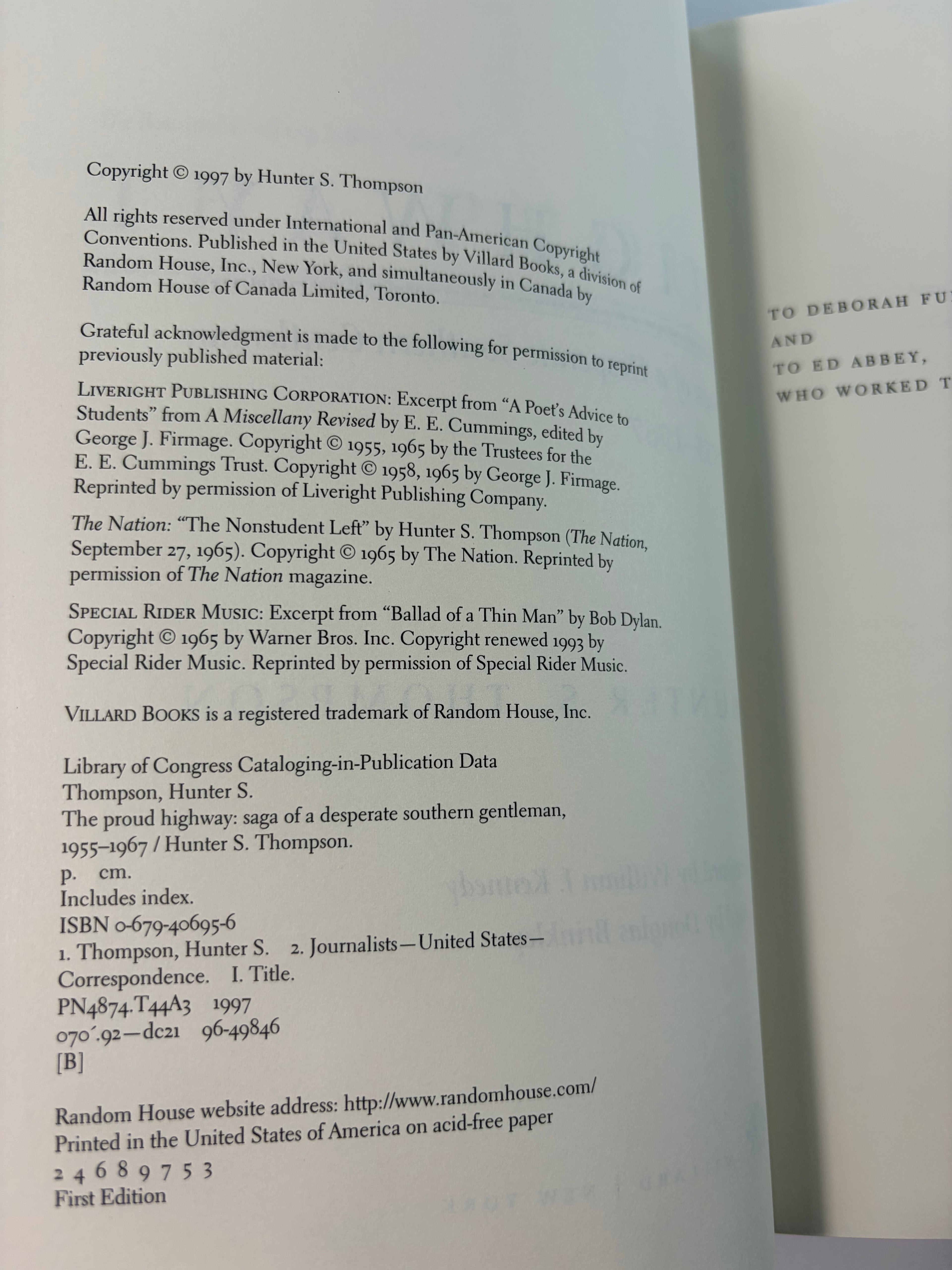 The Proud Highway: The Fear and Loathing Letters, Vol. 1 by Hunter S. Thompson
