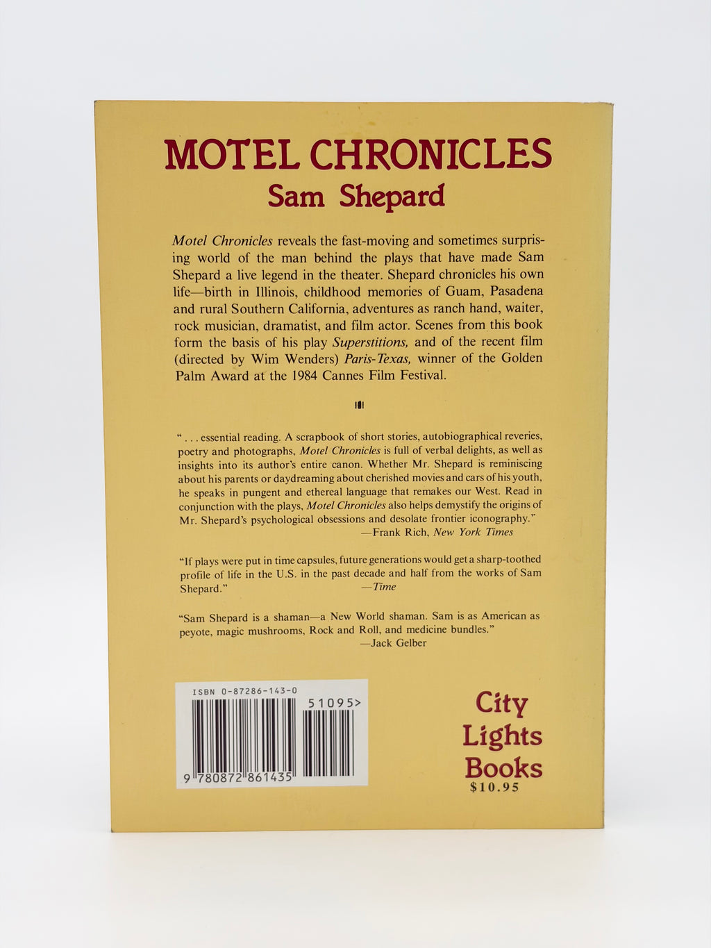 Motel Chronicles by Sam Shepard