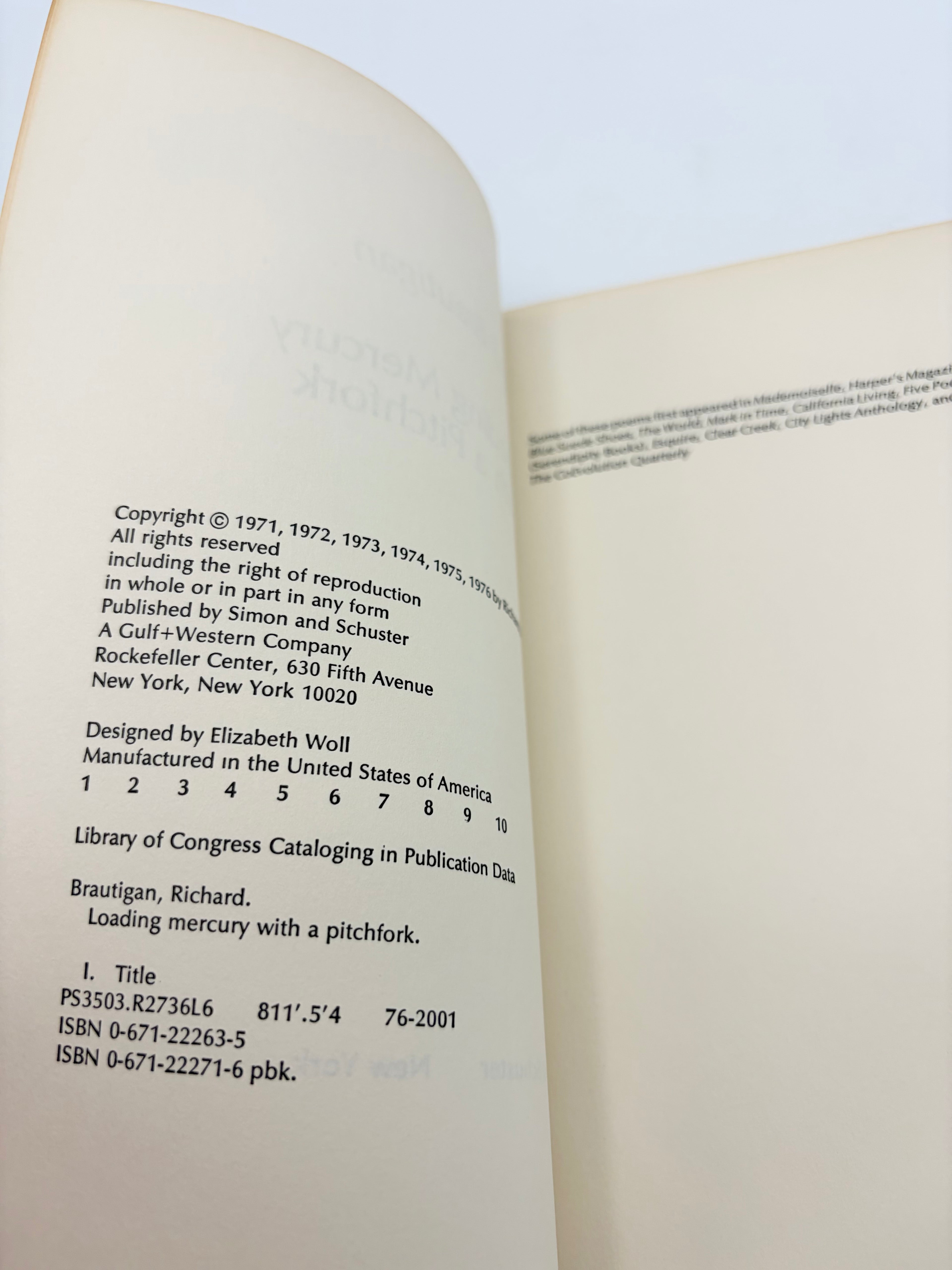 Loading Mercury with a Pitchfork by Richard Brautigan