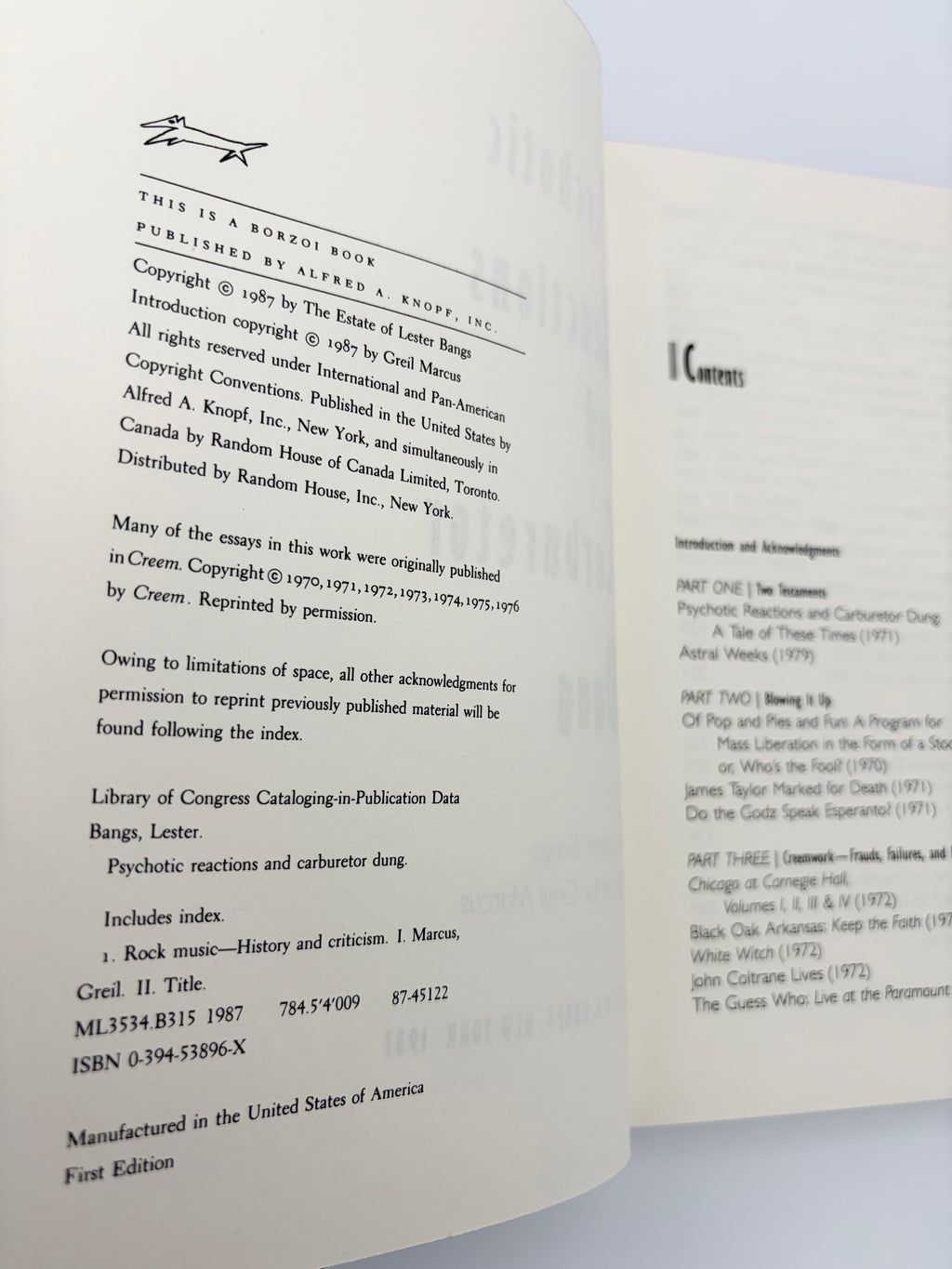 Psychotic Reactions and Carburetor Dung by Lester Bangs