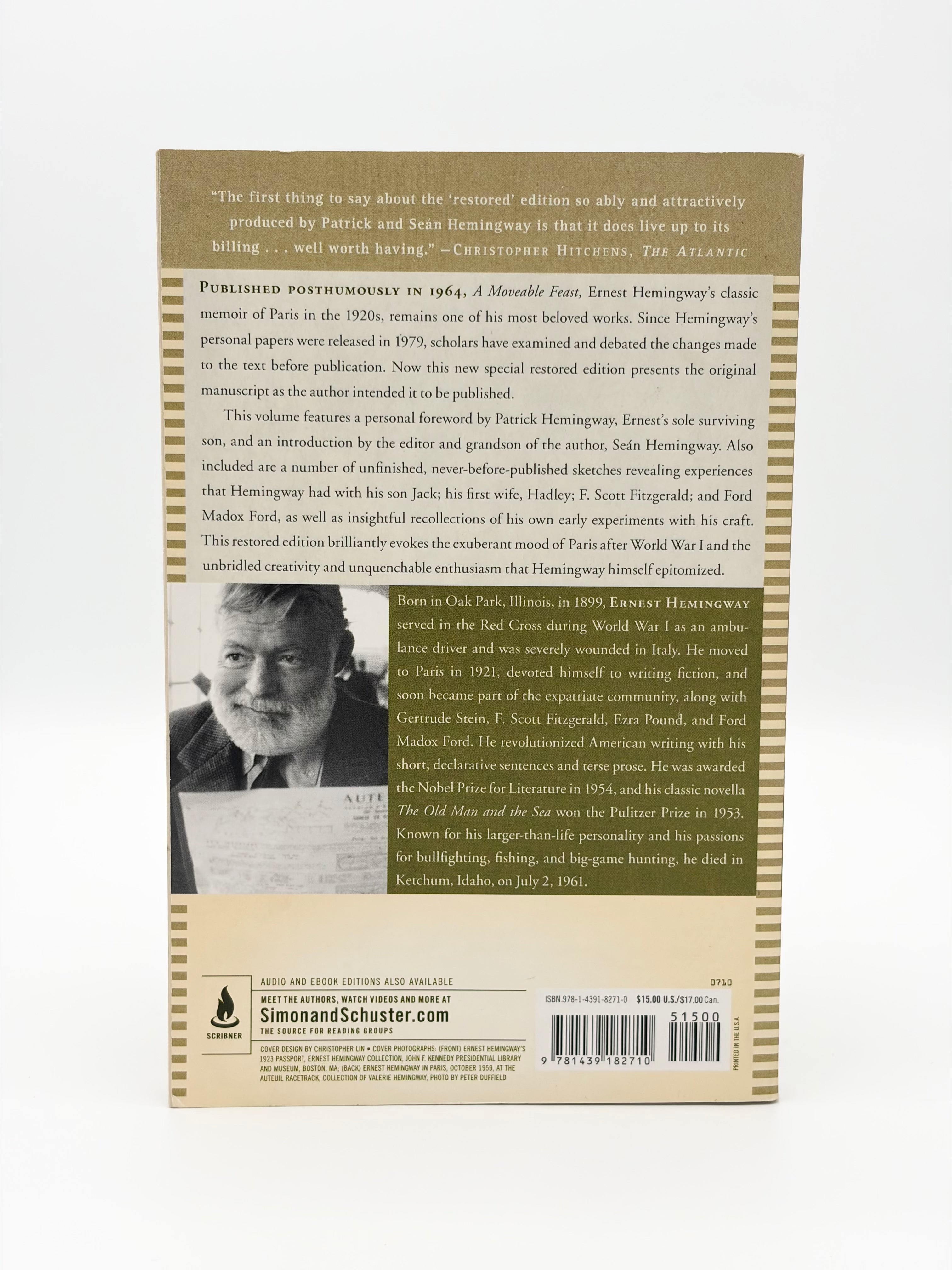 A Moveable Feast by Ernest Hemingway