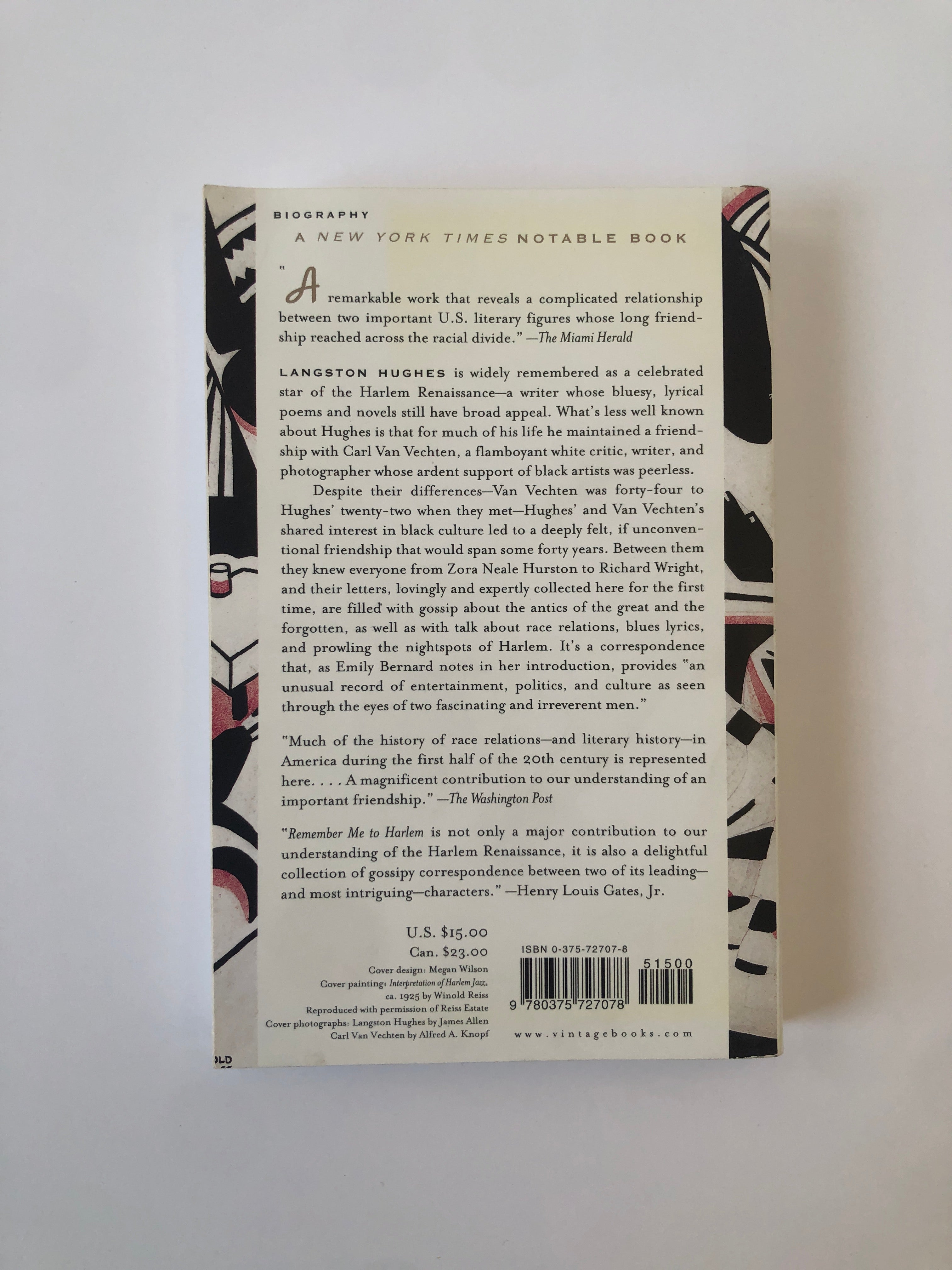 Remember Me to Harlem - The Letters of Langston Hughes and Carl Van Vechten edited by Emily Bernard