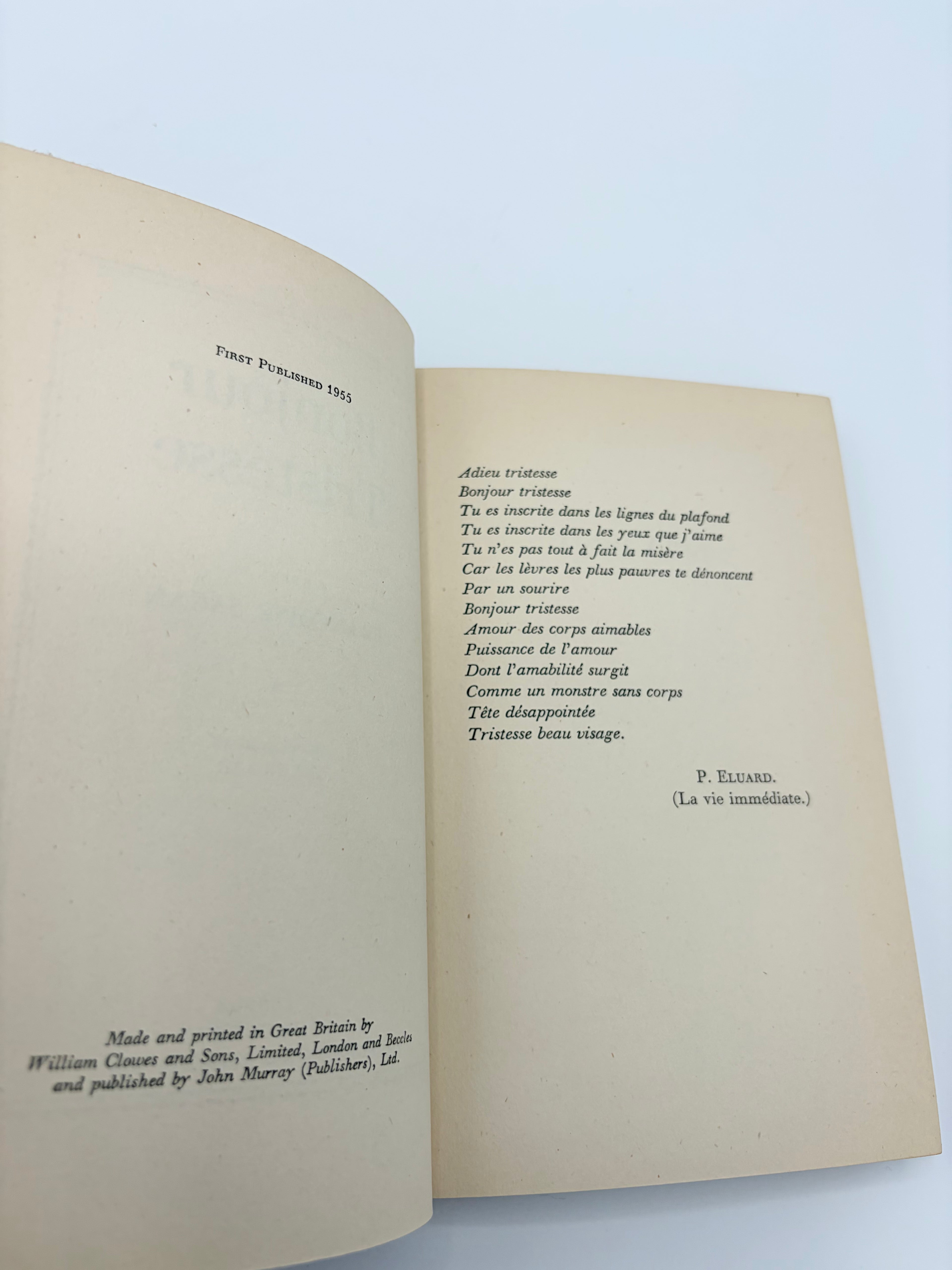 Bonjour Tristesse by Françoise Sagan