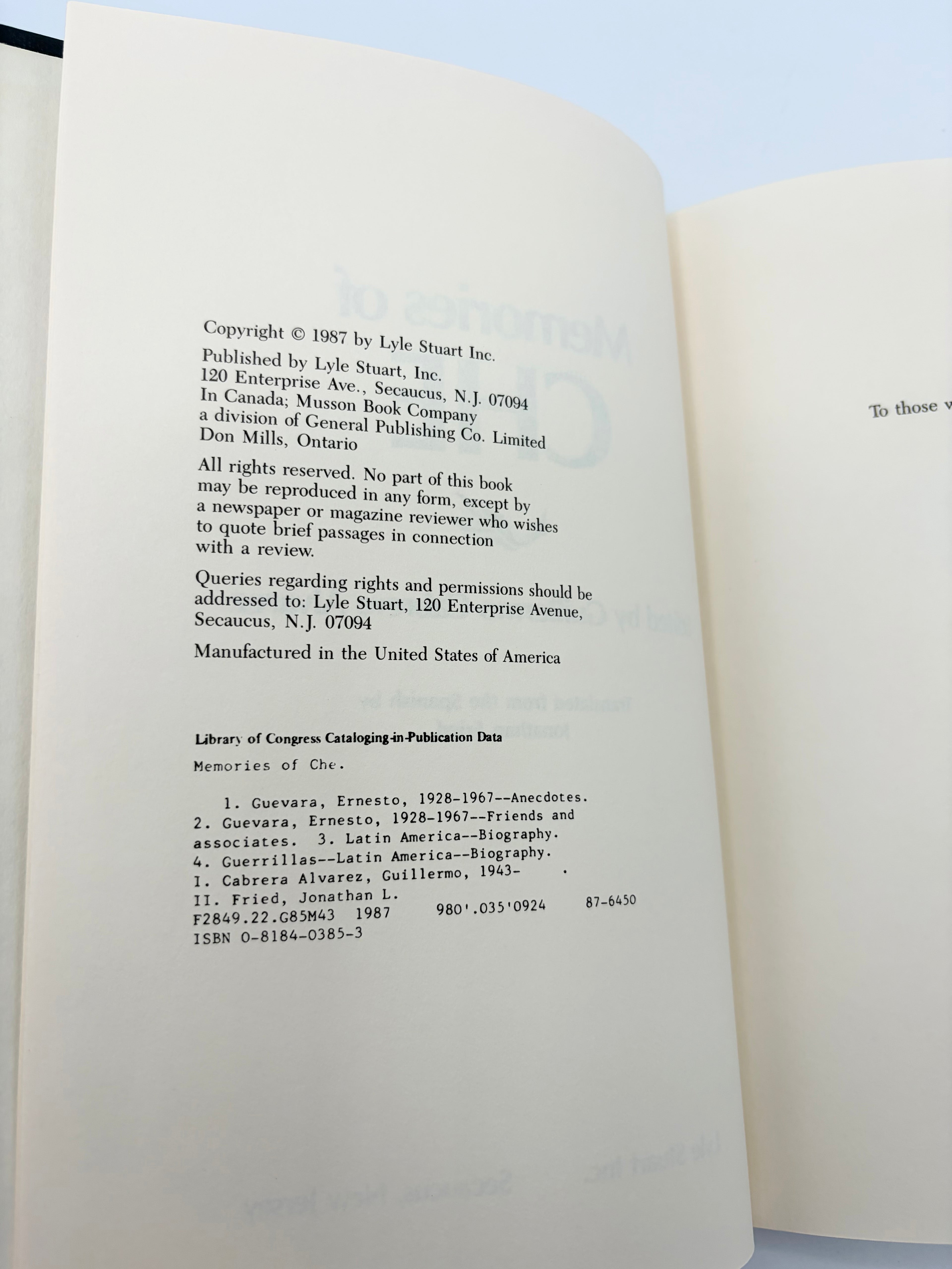 Memories of Che edited by Guillermo Cabrera Alvarez