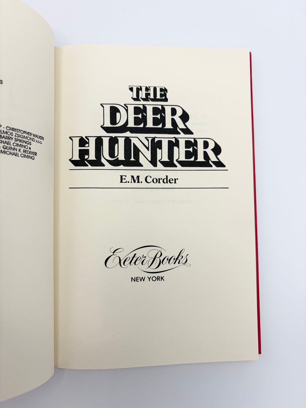 The Deer Hunter by E.M. Corder based on the screenplay by Deric Washburn