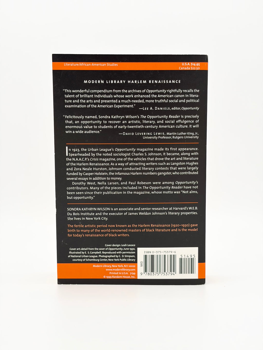 Modern Library's Harlem Renaissance Readers edited by Sondra Kathryn Wilson