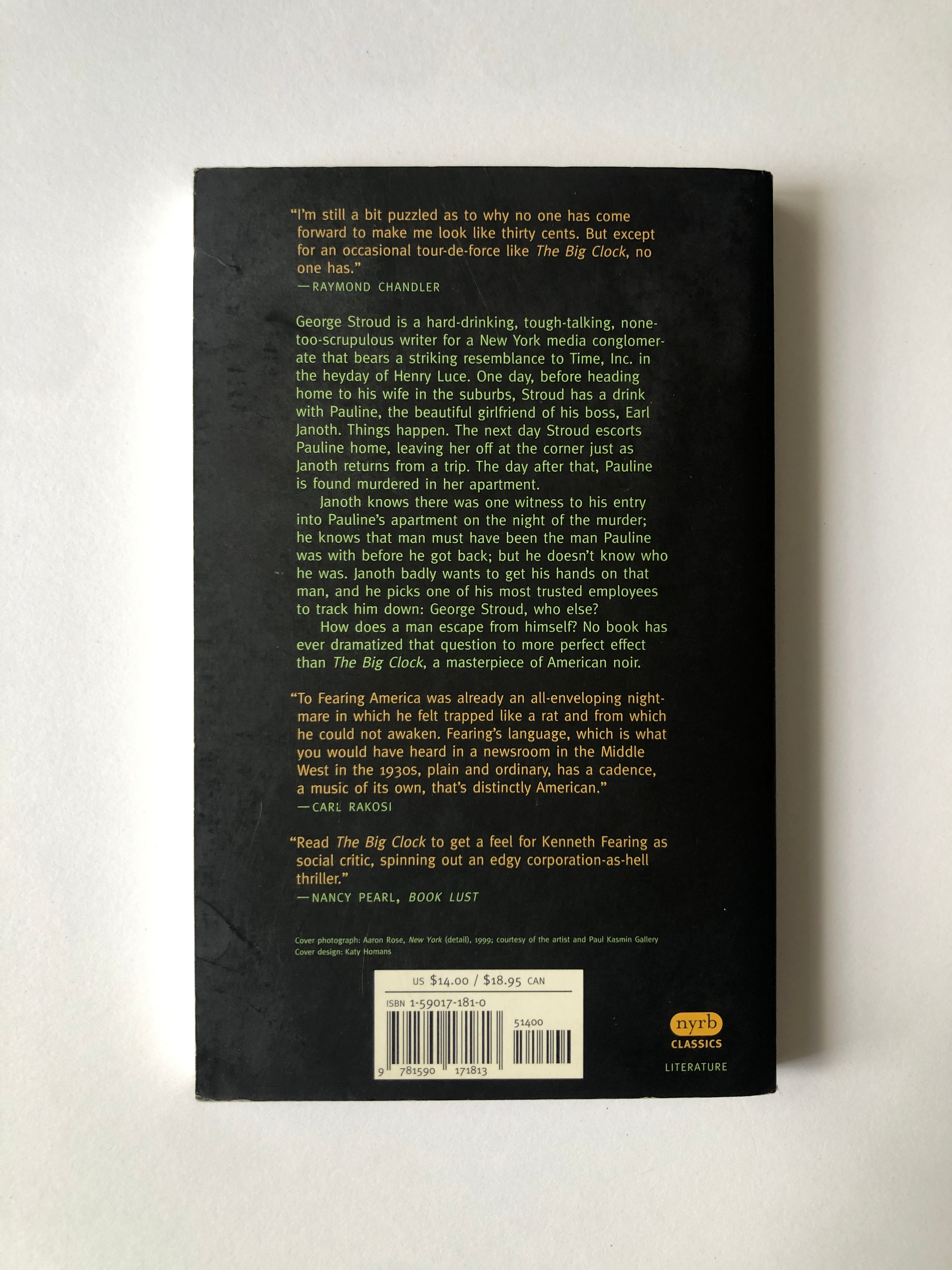 The Big Clock by Kenneth Fearing - NYRB Classics