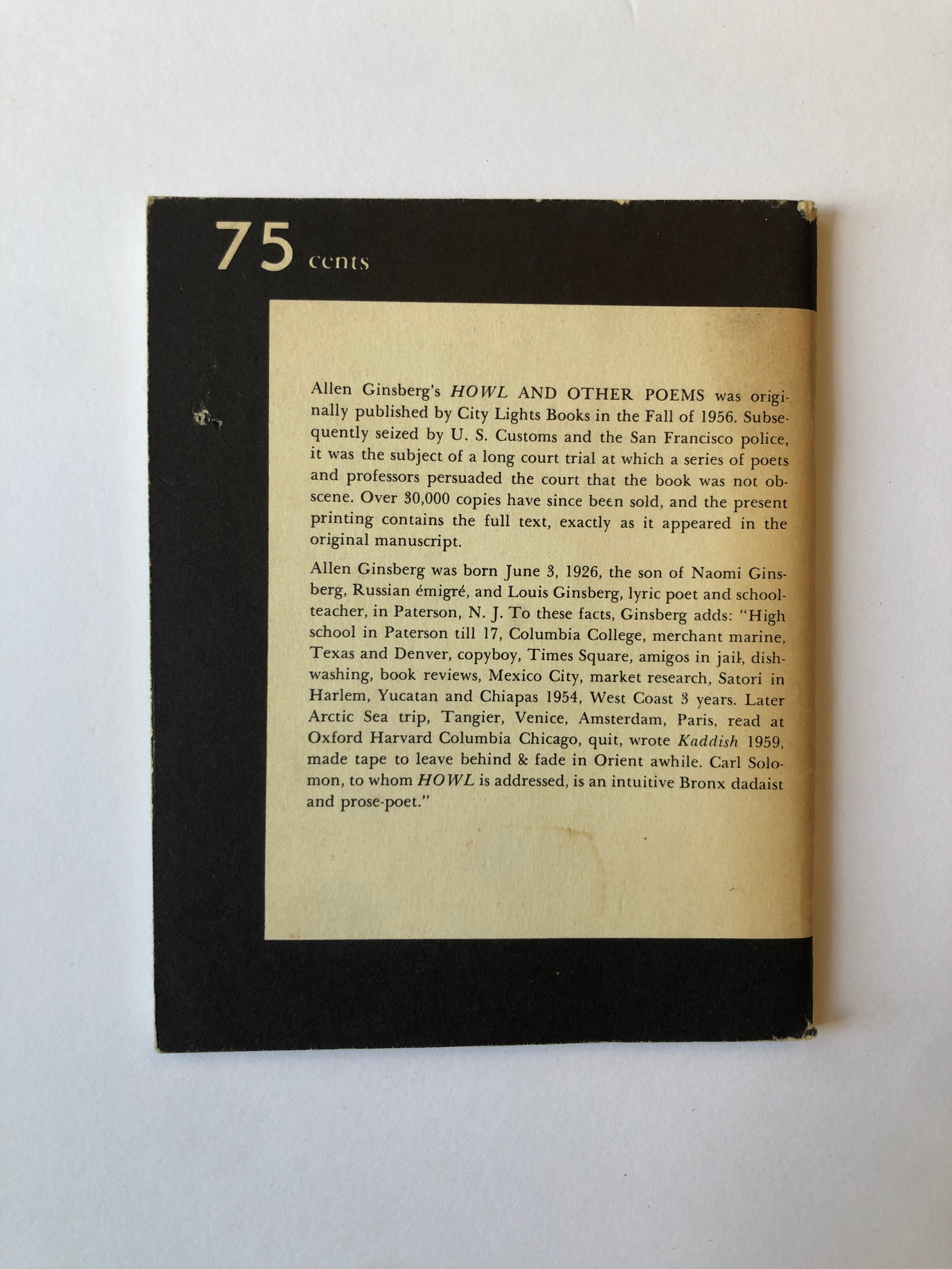 Howl and Other Poems by Allen Ginsberg - City Lights Pocket Poet Series